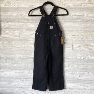 Carhartt black quilted lined overalls childrens size 5 NWT
